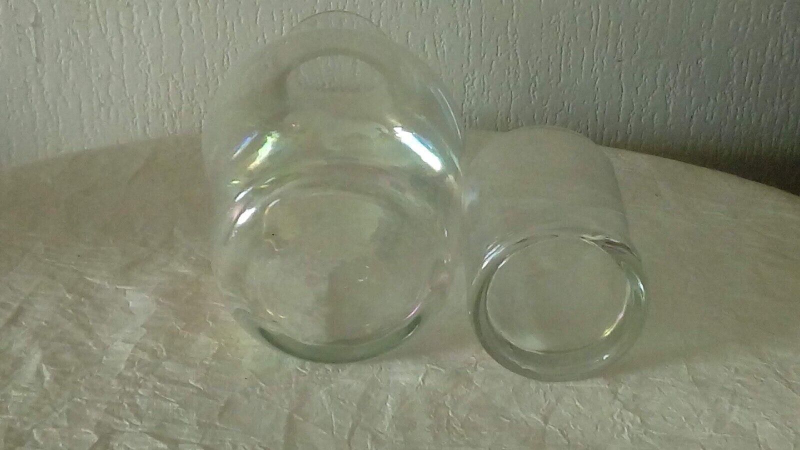 Night service in carafe glass and mother-of-pearl effect glass