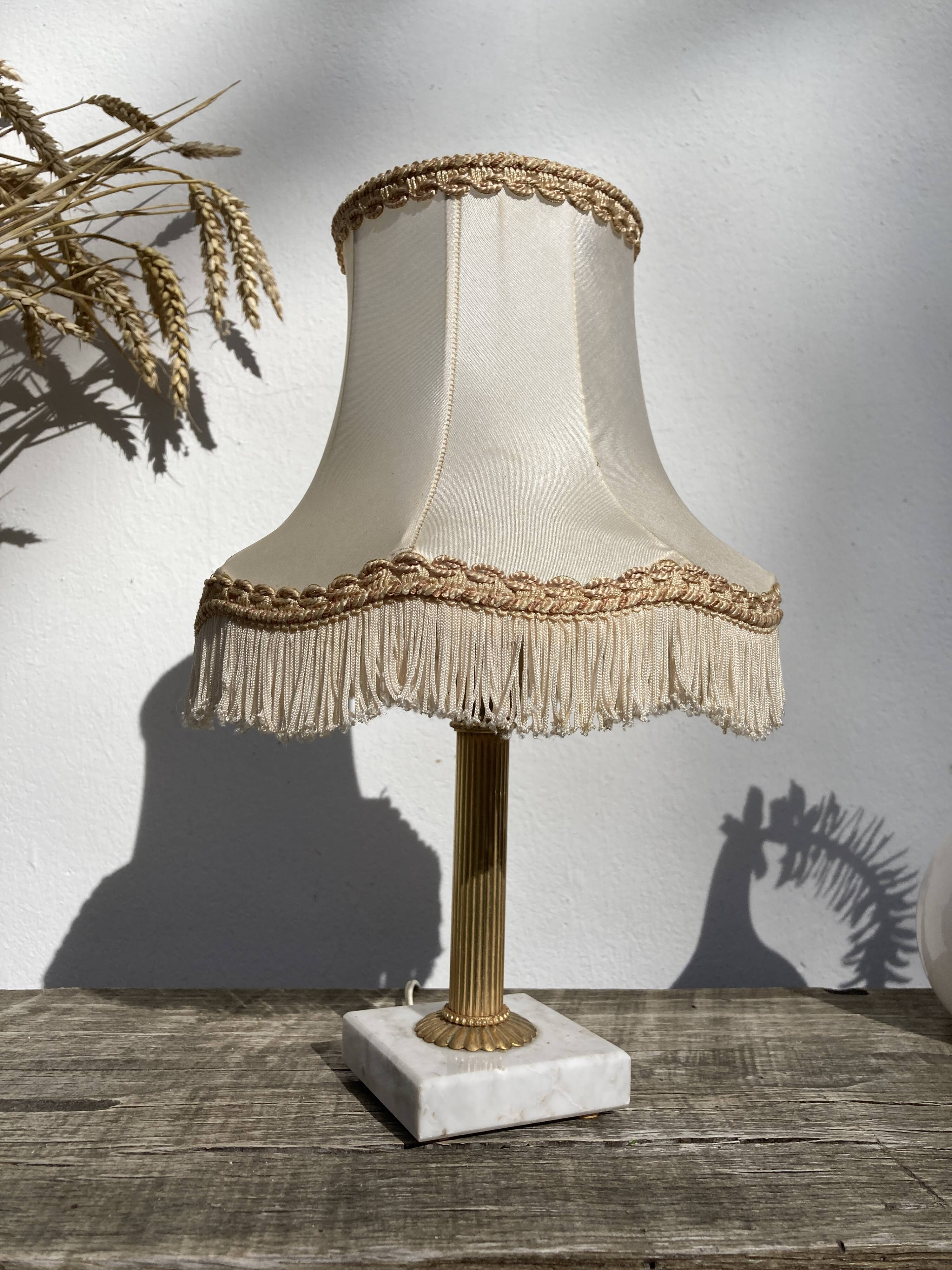 Marble table lamp and antique golden column