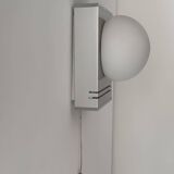 Vintage wall lamp, chrome and opaline, France 1970