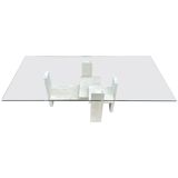 Coffee table by Willy Ballez in travertine