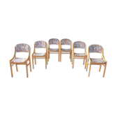 6 Baumann chairs - wood - fabric