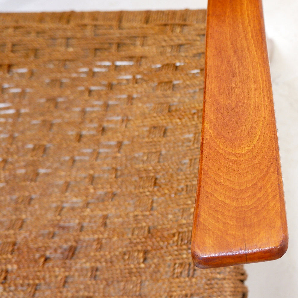 Pair of rope and wood armchairs - 1950s