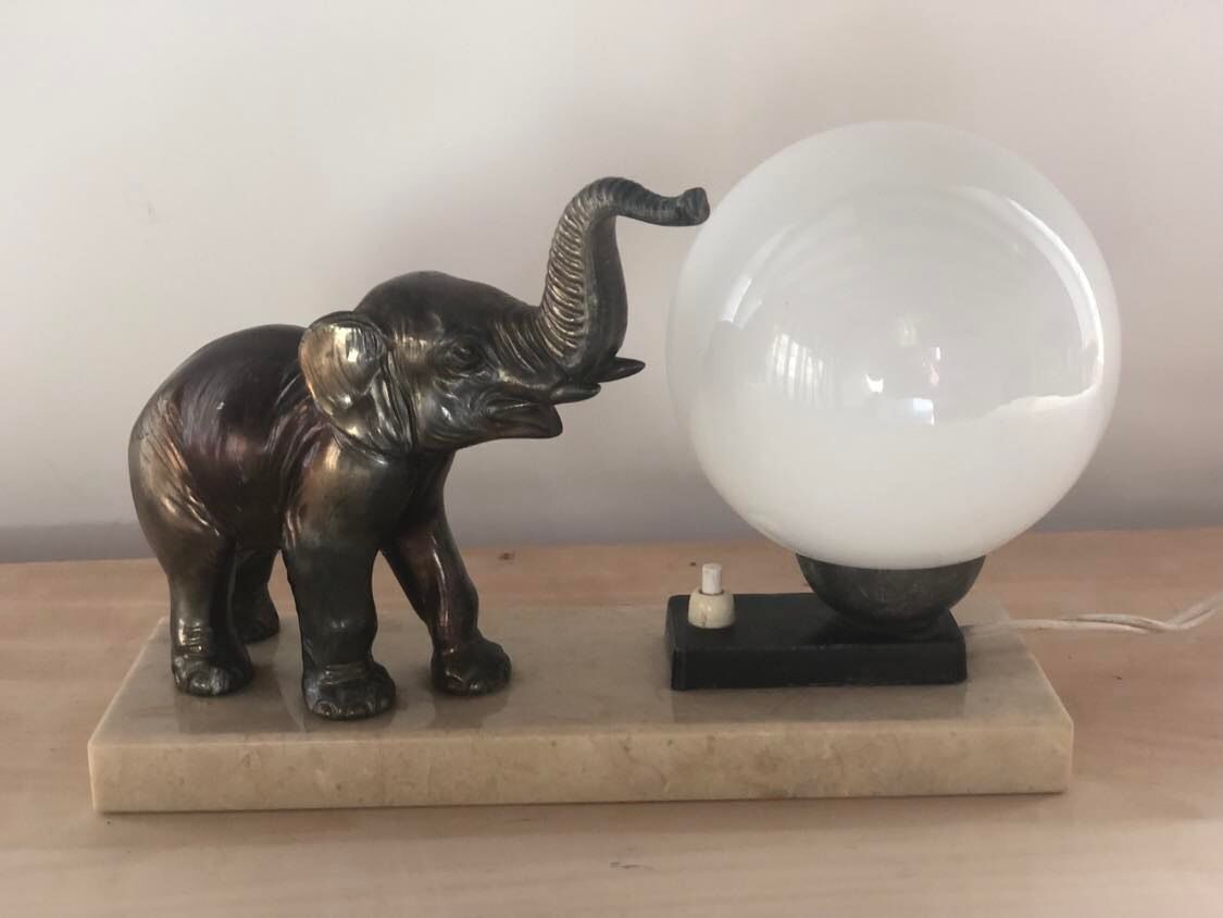 Lampe éléphant art déco