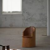 Fauteuil Stump Moderne en Pin Massif, par un Ébéniste Suédois, Wabi Sabi, années 1960