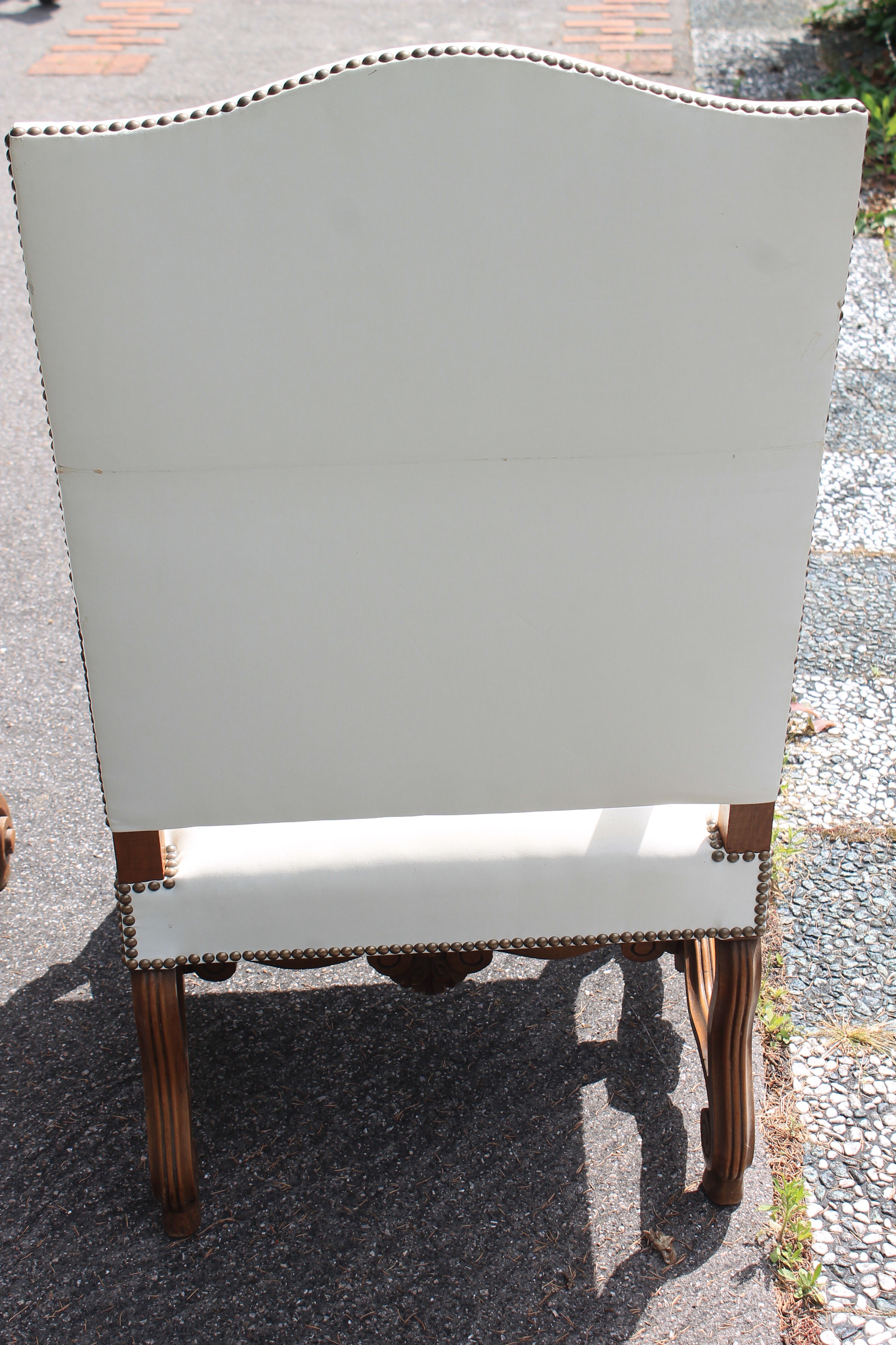 Pair of white skai armchairs