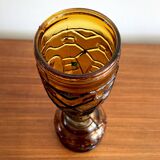 Small Sail Boat Brand Oil Lamp from Hong Kong, Amber Brown Glass