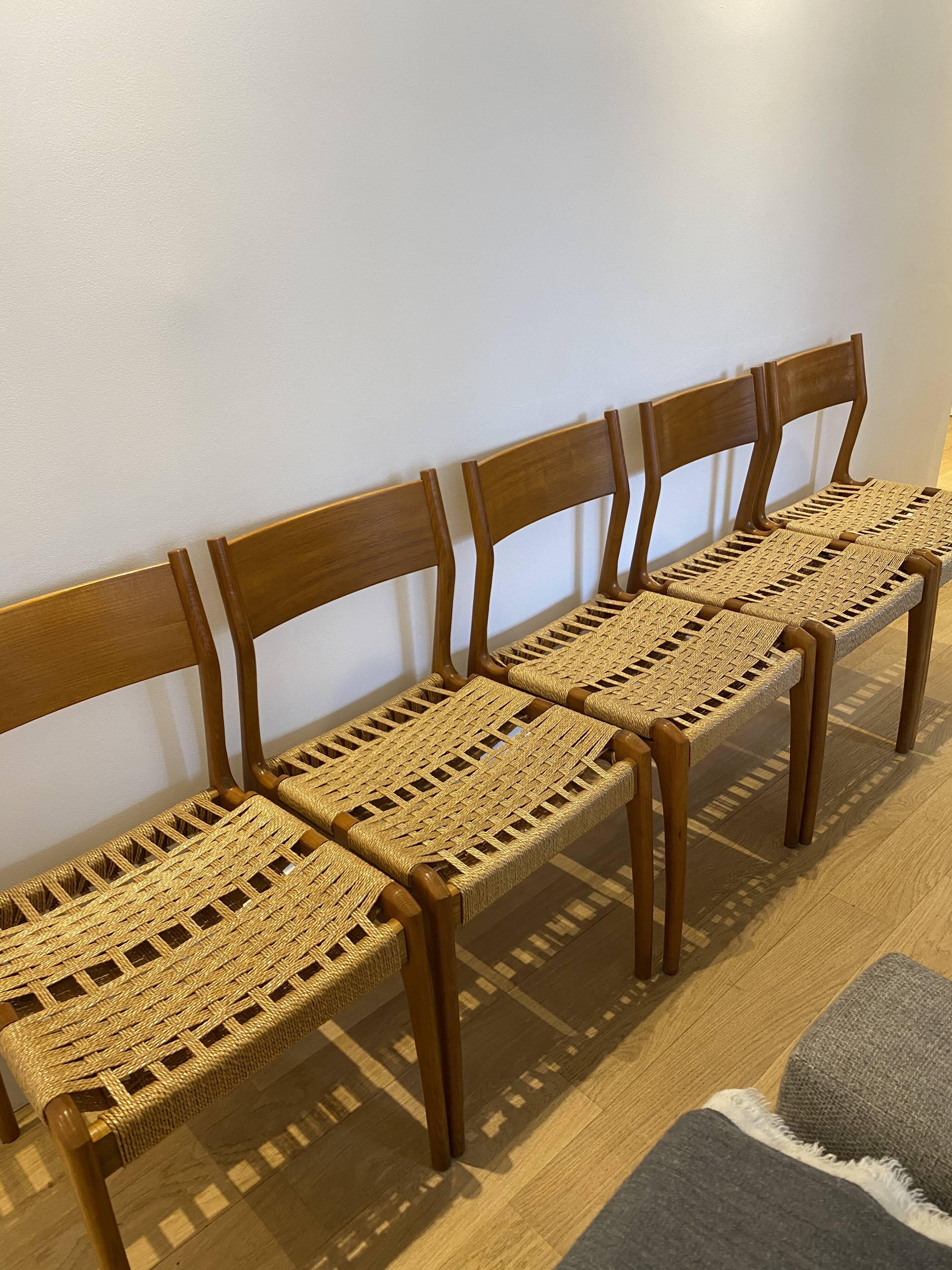 6 chaises vintage bois et corde