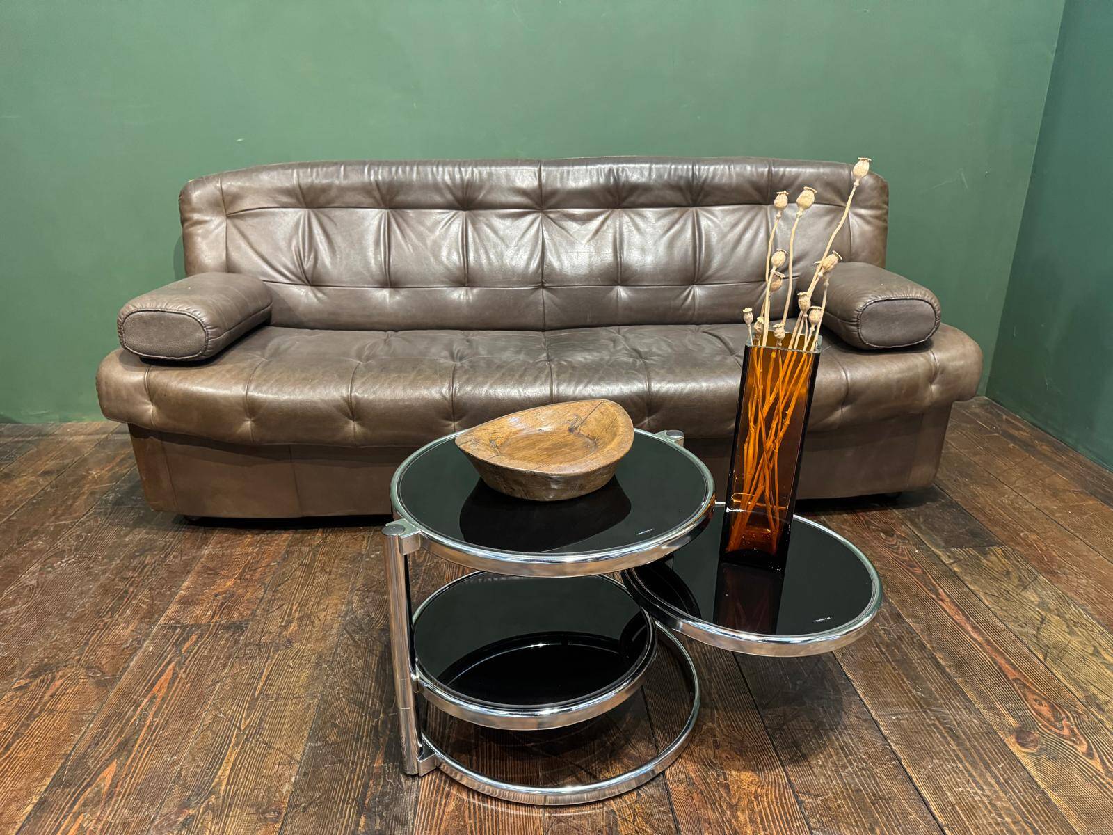 Vintage smoked glass and chrome side table