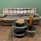 Vintage smoked glass and chrome side table