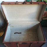 Grande malle de voyage ancienne bois