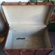 Large antique wooden travel trunk