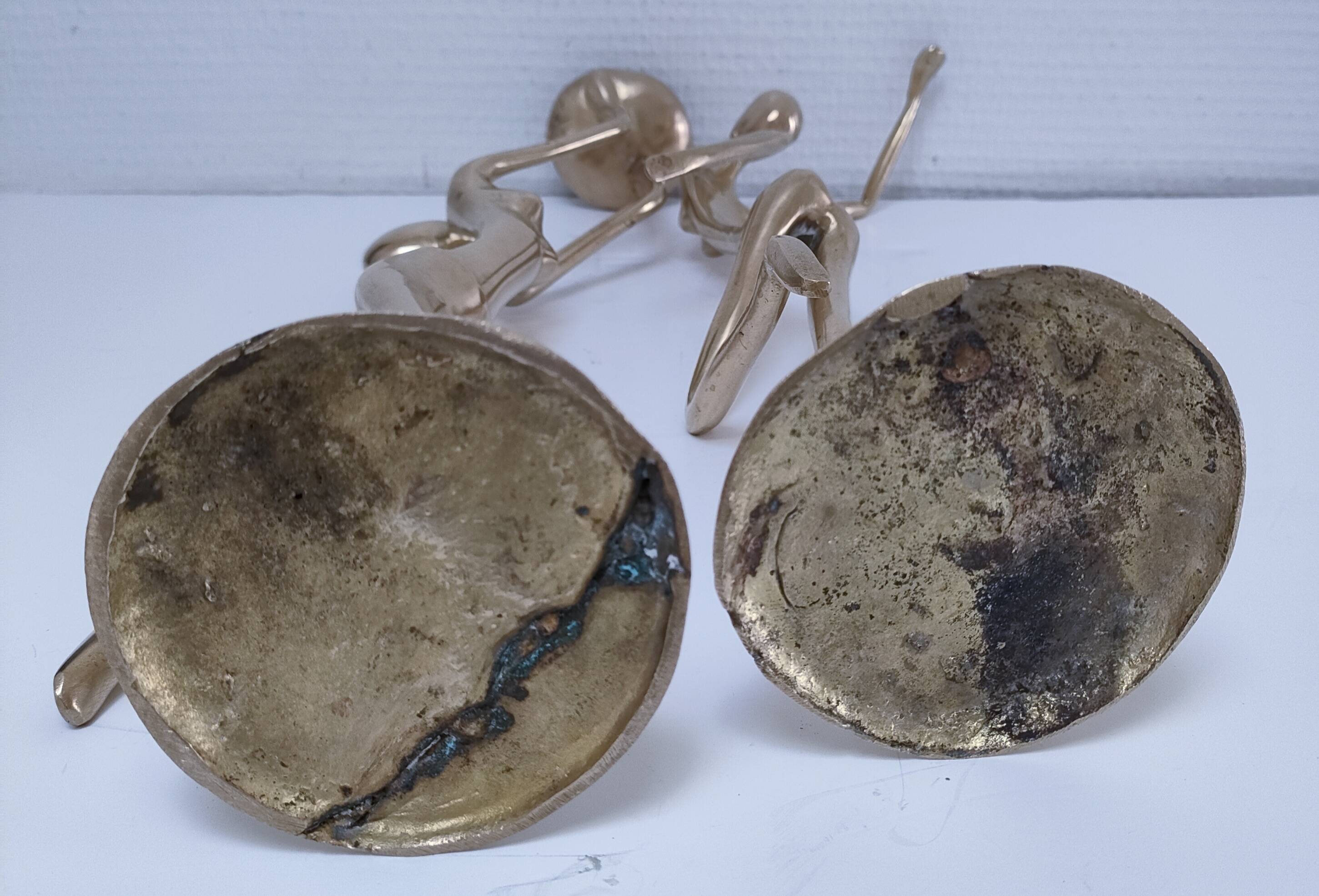 Gilt bronze and sculptural gilt bronze candle holder vintage design