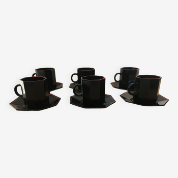 Coffee cups and saucers Octime noir