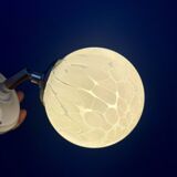 Vintage glass globe wall light from Clichy, white.