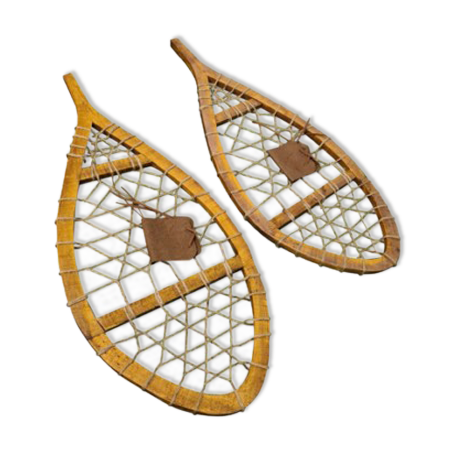 Pair of wooden snowshoes
