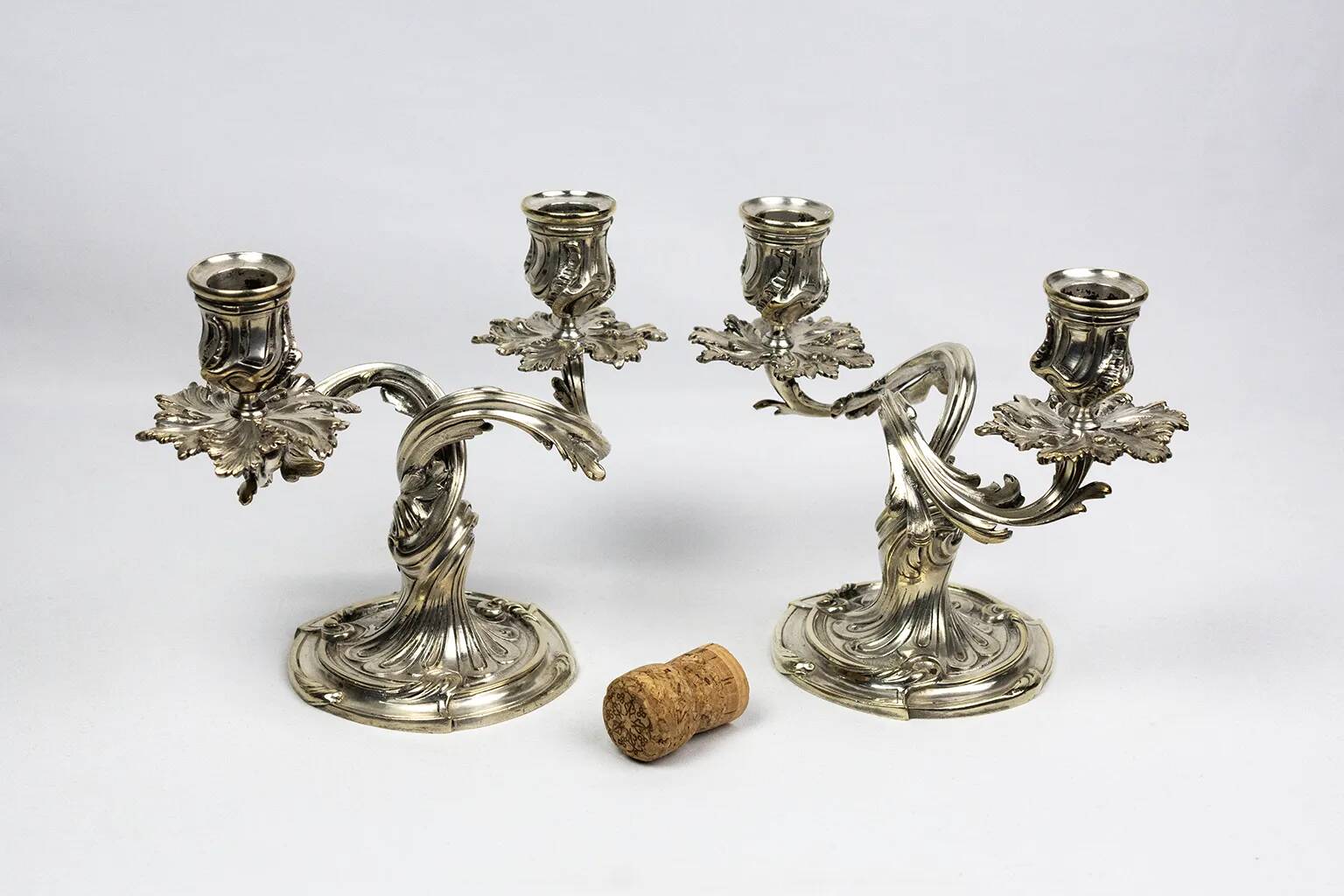 Pair of Christofle candlesticks 19th century – Trianon model silver-plated bronze