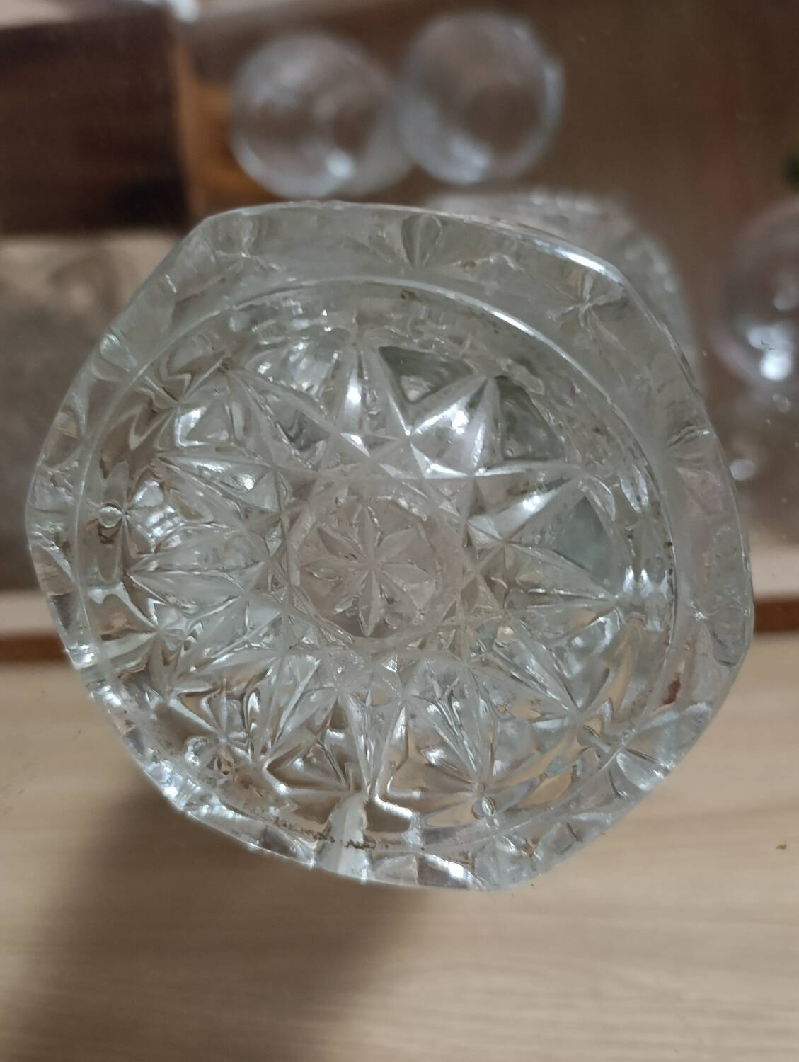 Vintage pressed glass vase, a decorative and elegant piece.
