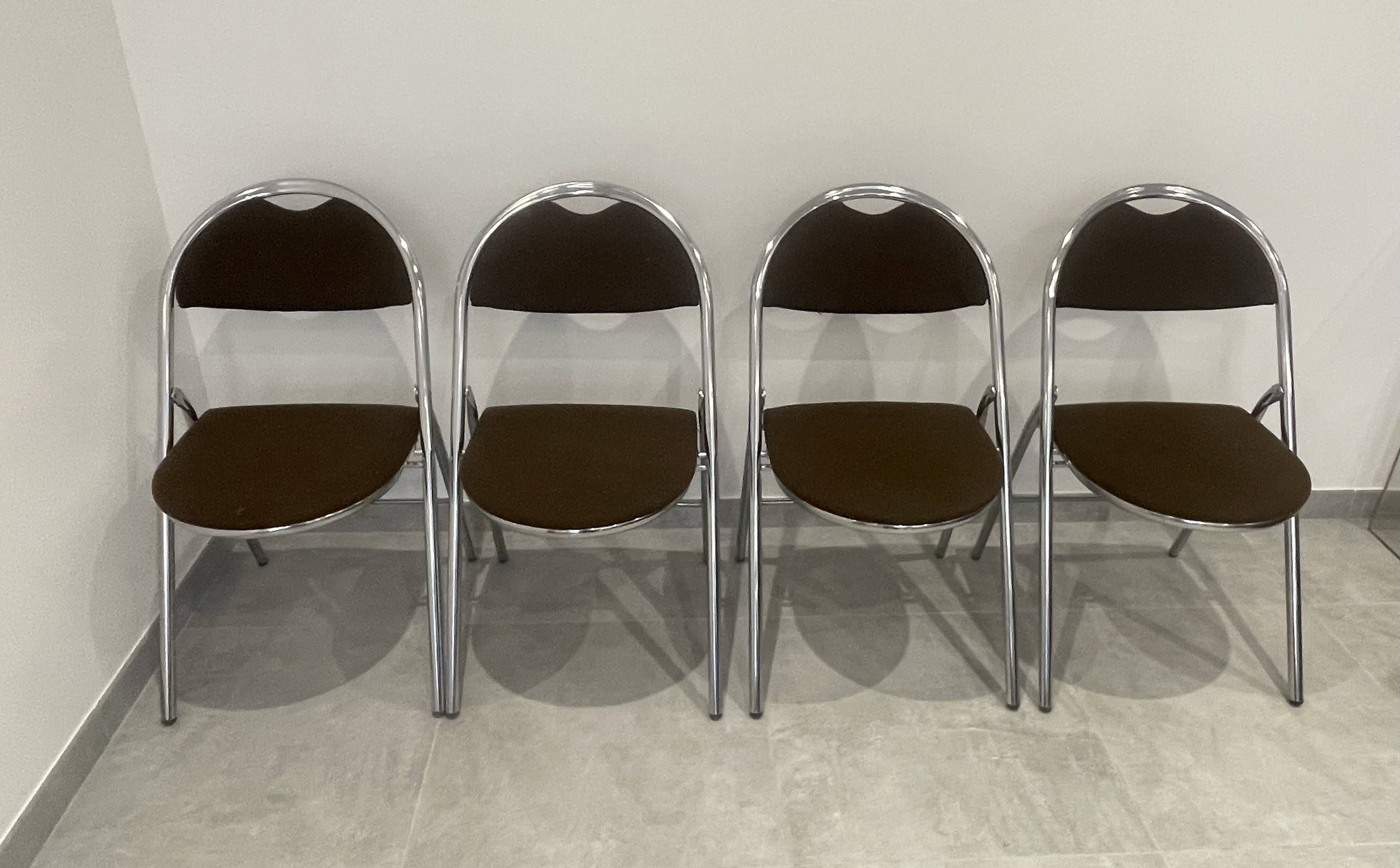 Set of 4 folding chairs in Trigano Hestia fabric