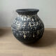 Lot of 3 ancient pots from Indonesia, black terracotta, wabi-sabi.