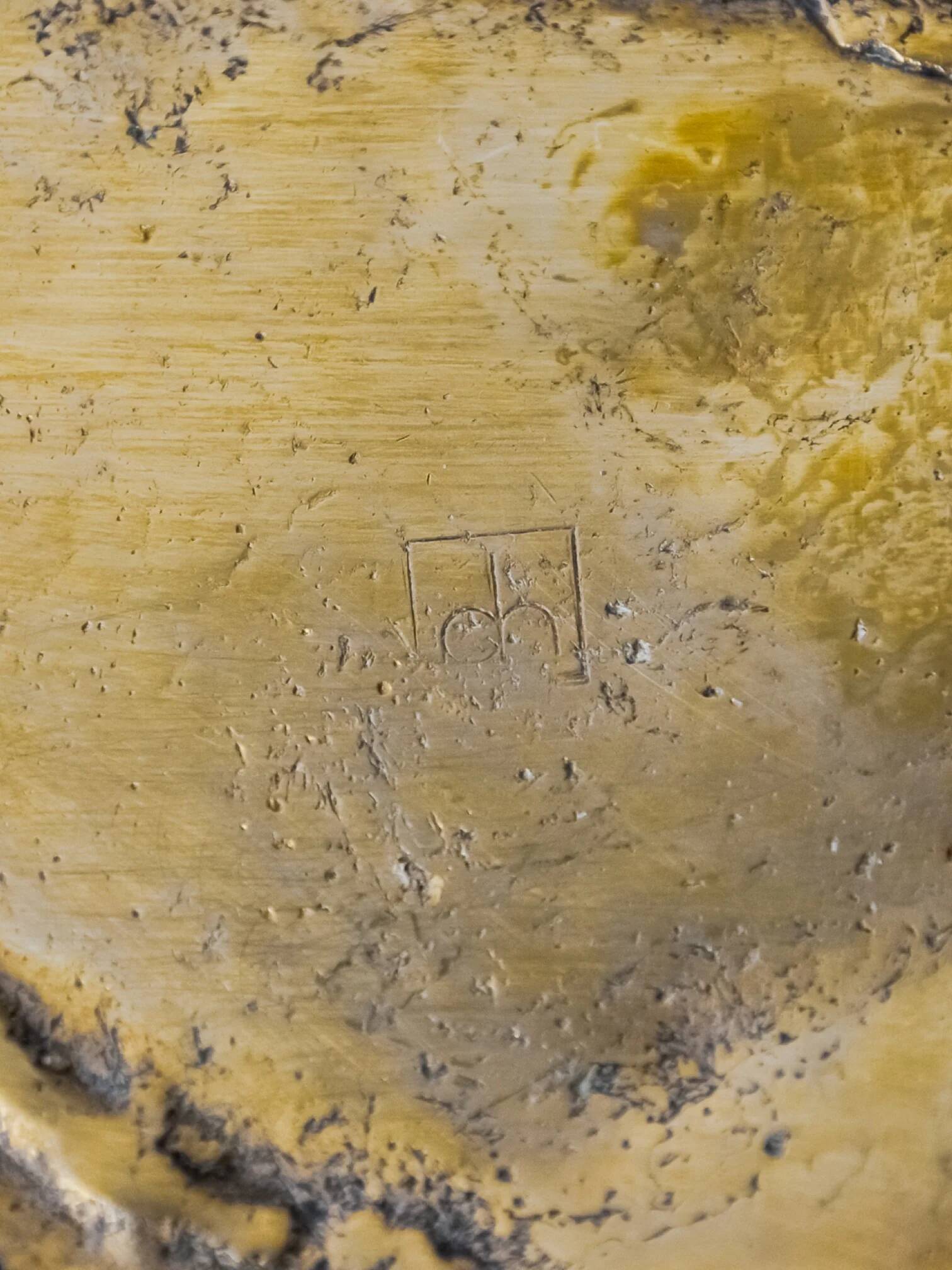 Brutalist leaf tray by David Marshall in bronze, 1980s