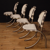 Set of 4 Italian Chairs in steel and fabric design Bazzani