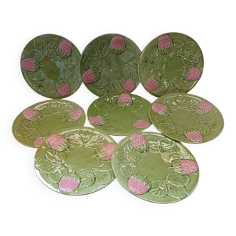 8 antique slip dessert plates