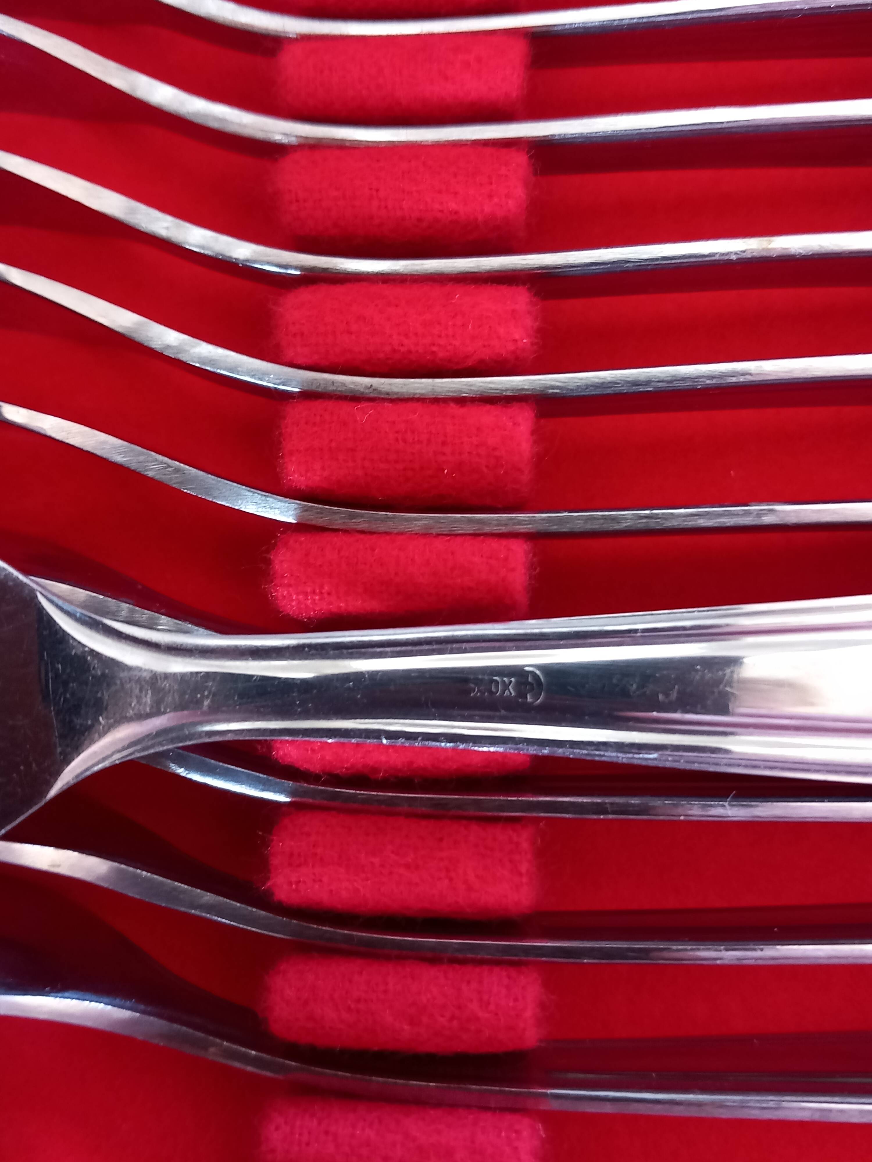 Box of 12 stainless steel dessert forks Devouge Dupont silverware