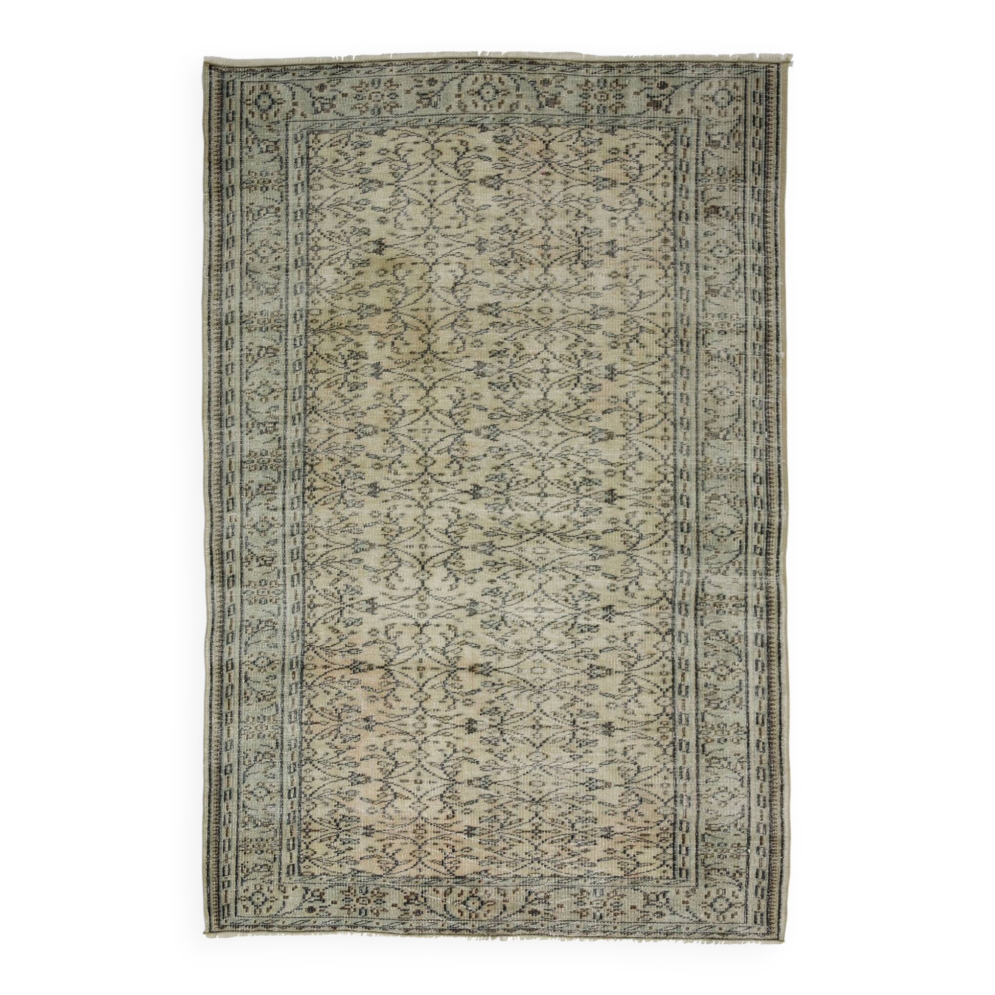 Tapis Oushak Authentique – Ton Gris & Beige, 161 x 240 cm