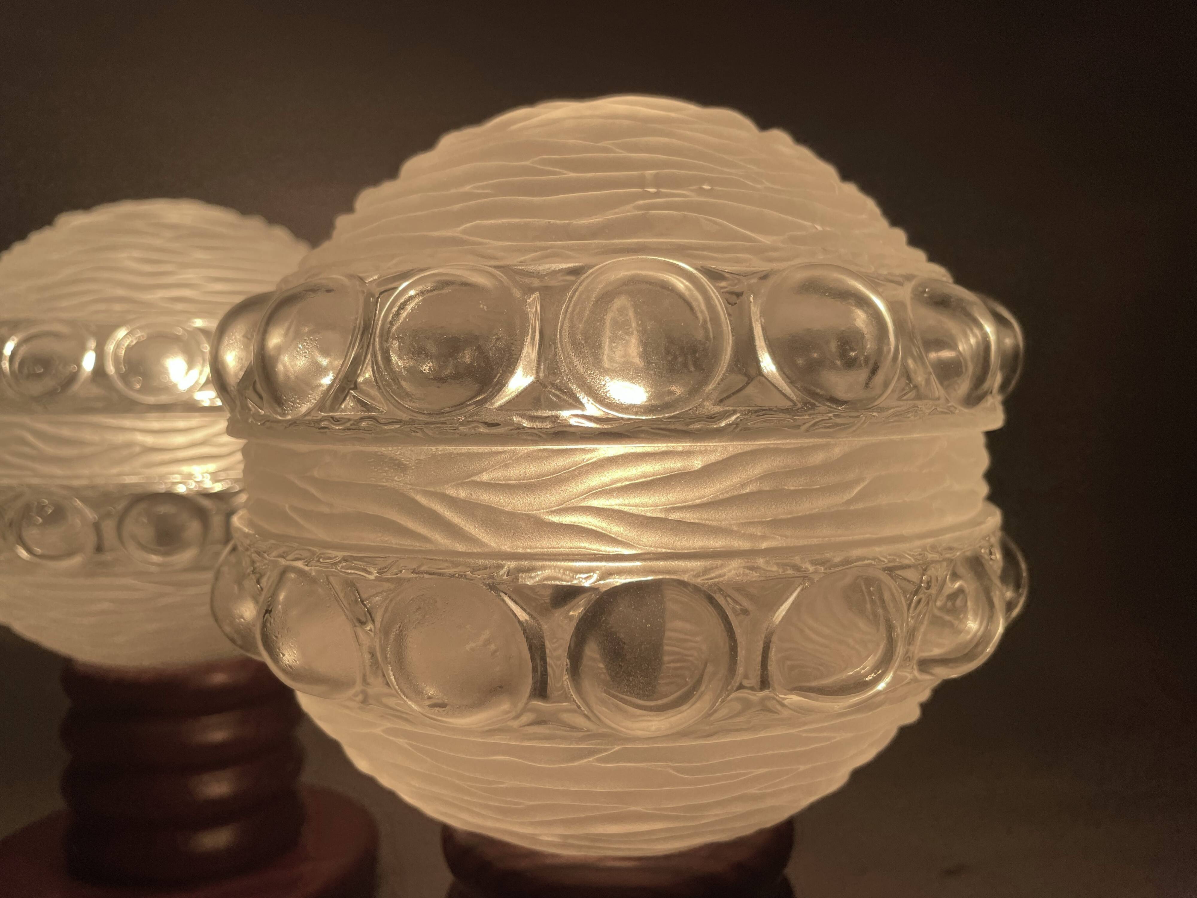 Pair Portuguese mid century wooden  table lamps