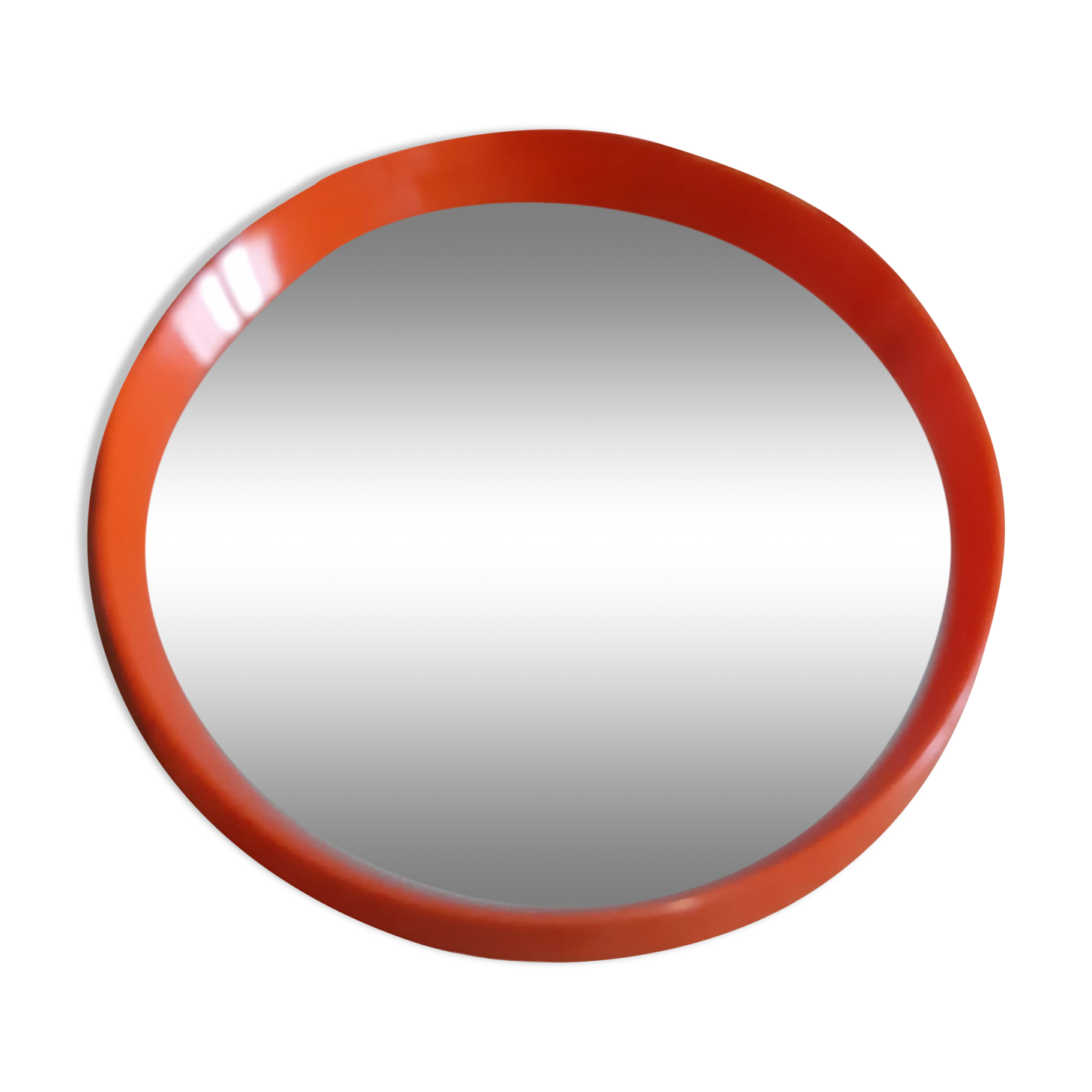 Vintage mirror round plastic orange