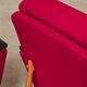 Pair of Drevotex Zamberk armchairs, red fabric and faux leather 1970