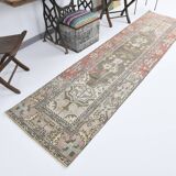 Tapis persan 3x10 nuances de vert, 81x319Cm