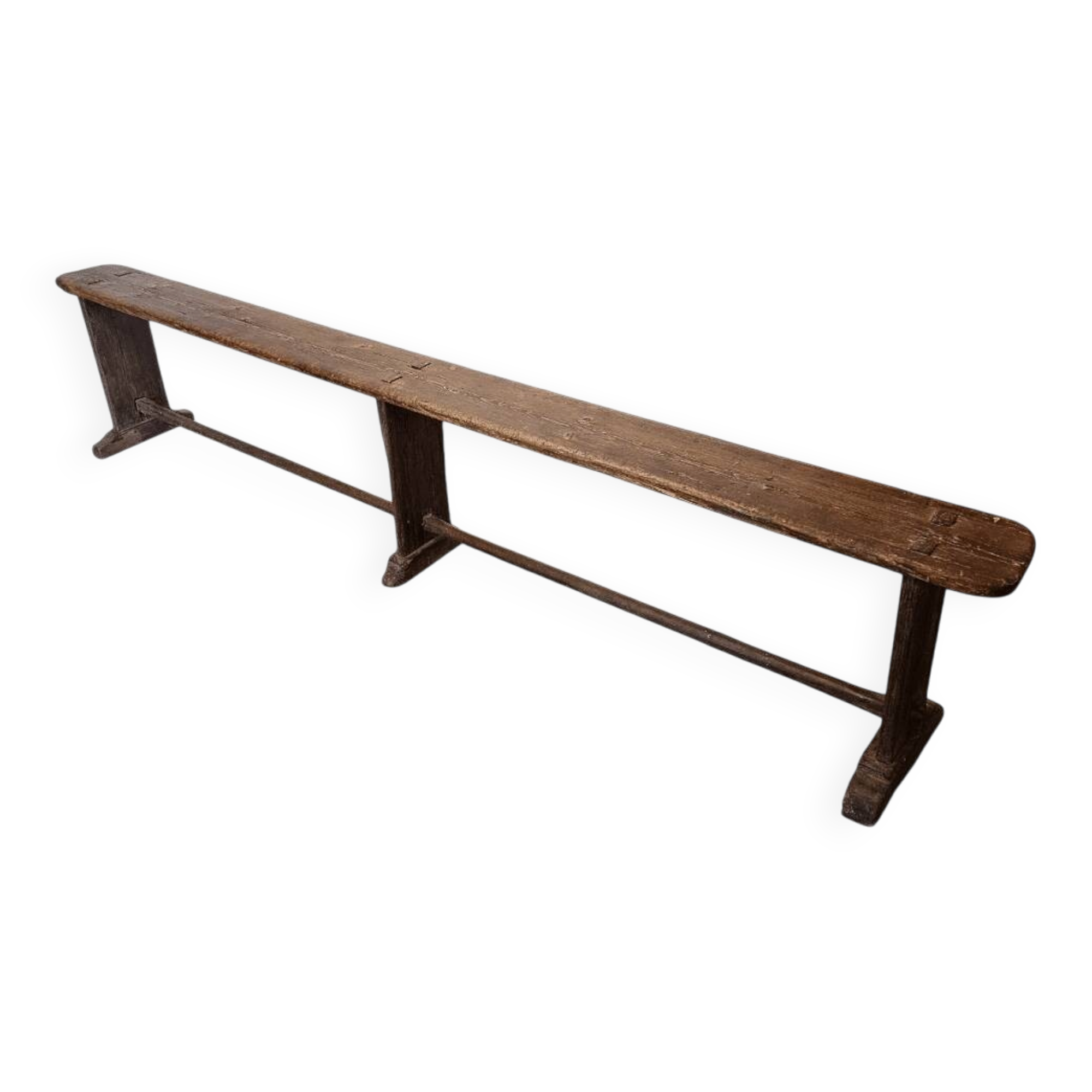 Antique French Wooden Bistro Bench, from around 1850