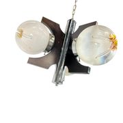 Vintage wooden suspension with Murano glass by Mazzega.
