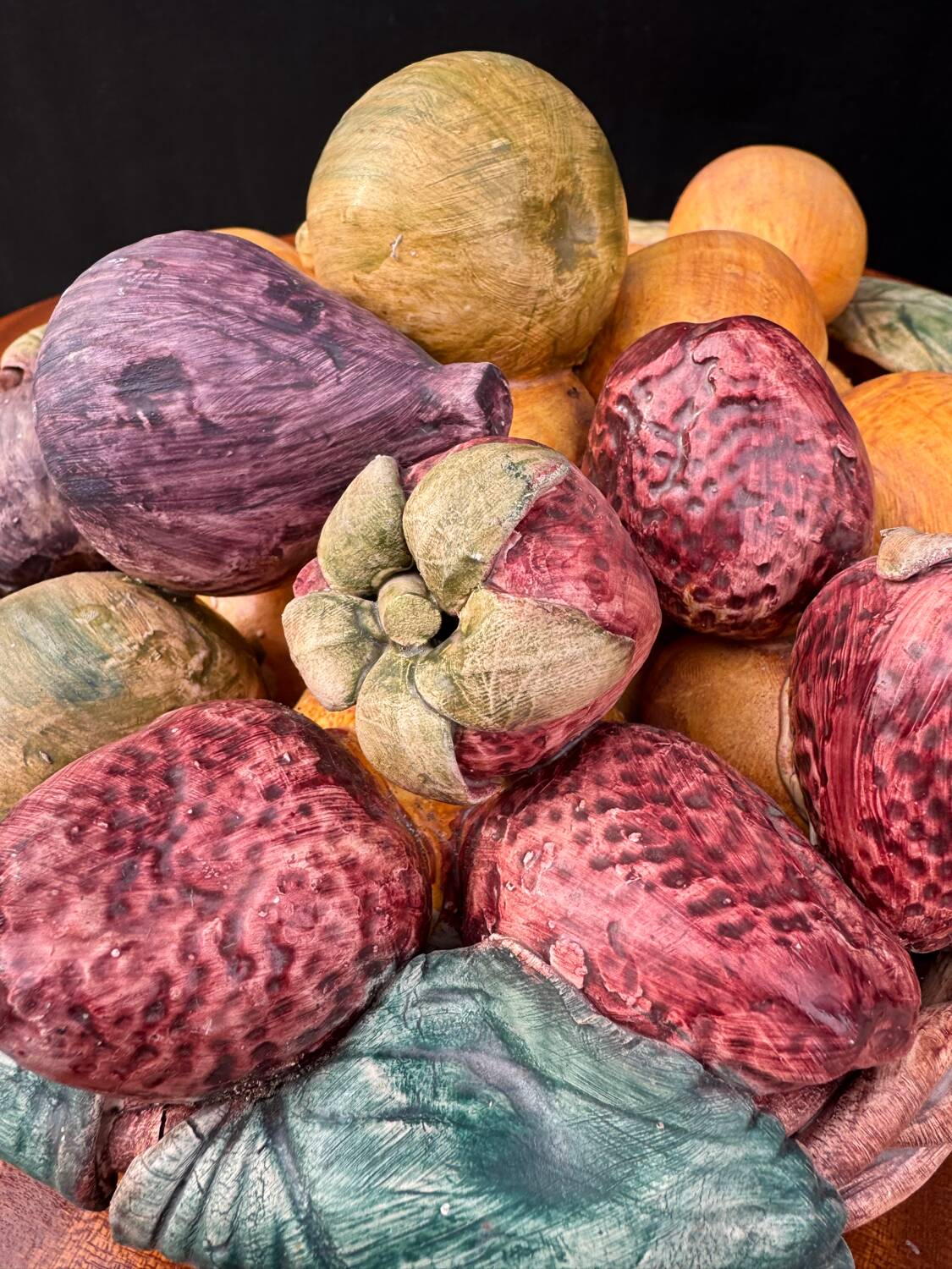 Fruit basket trompe l'œil Portugal 1970s