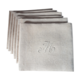 6 monogrammed damask napkins "M"