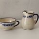 Handcrafted ceramic pitcher and bowl signed – blue decor – vintage tableware
