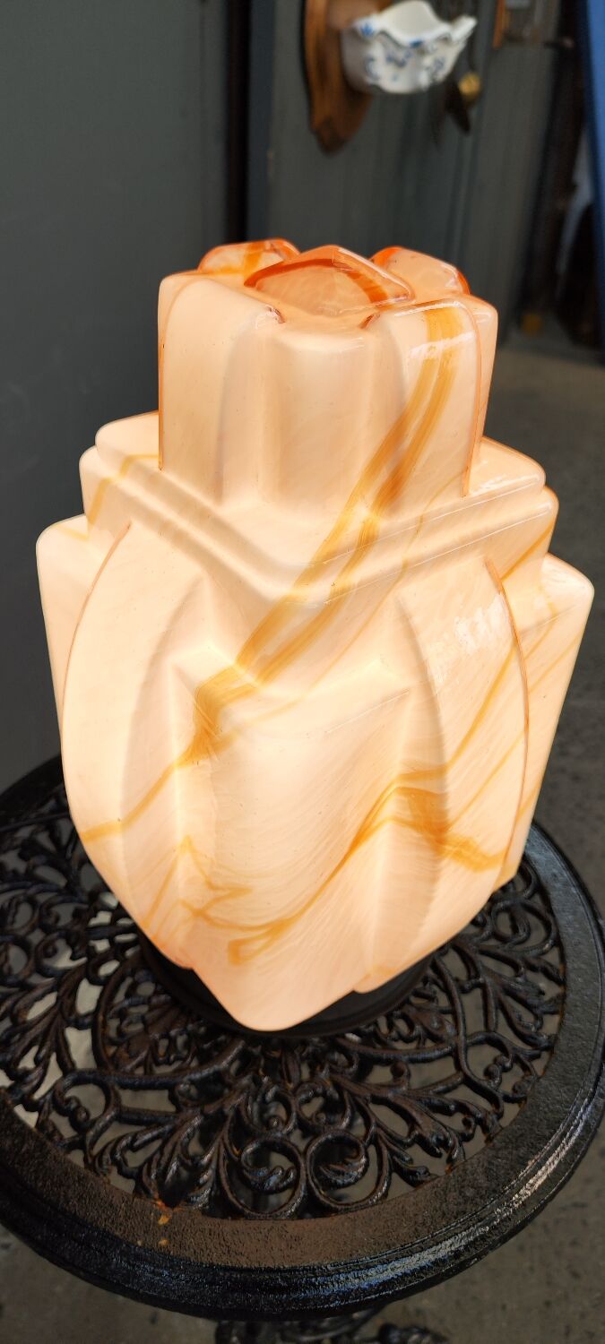 Antique lamp retro art deco skyscraper building 30s