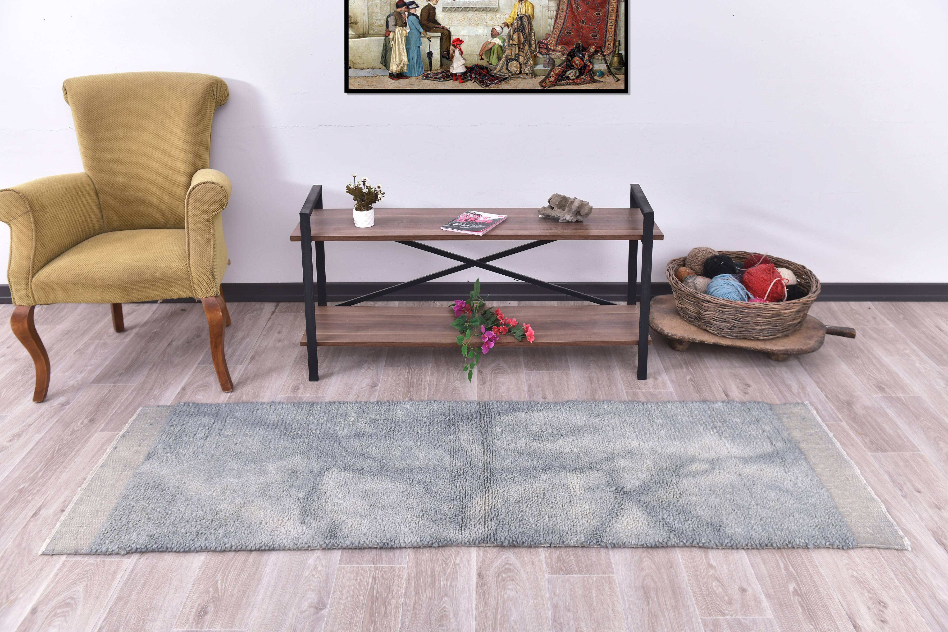 2x7 Light Blue Moroccan Runner Rug 67x218Cm SK 240767
