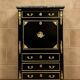 Secretary with a black lacquered drop-leaf and gilded bronzes – Boulle style