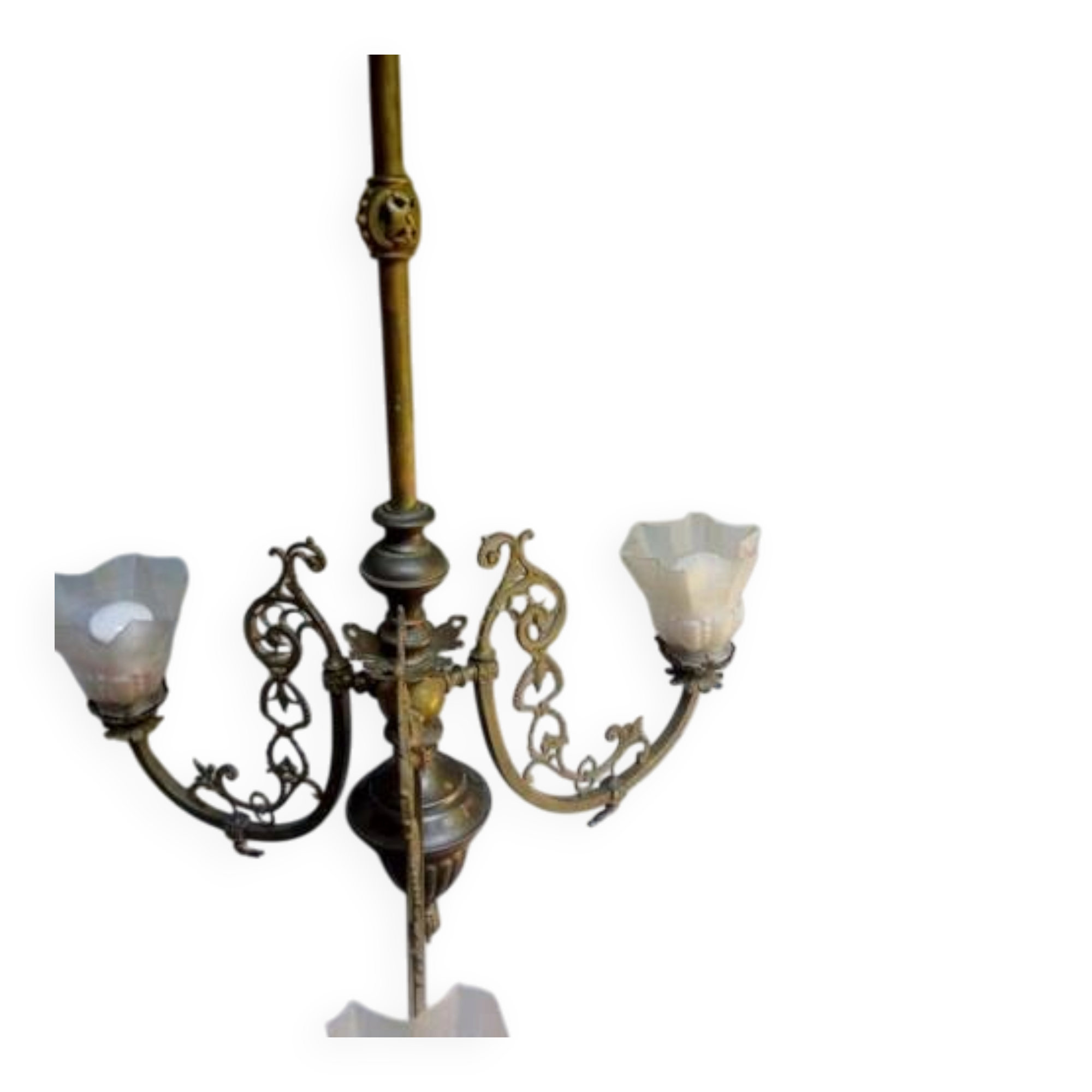 Antique, rare and important gas chandelier from the Napoléon III period and style, weighing 4.8 kg.