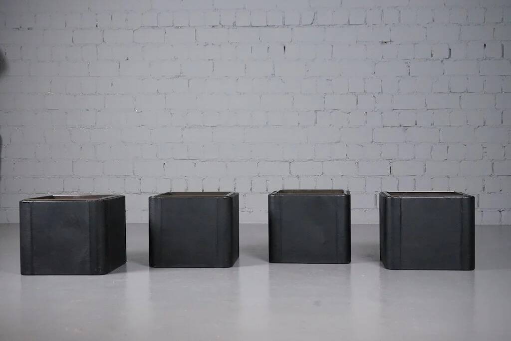 Mid-century leather planter by De Sede