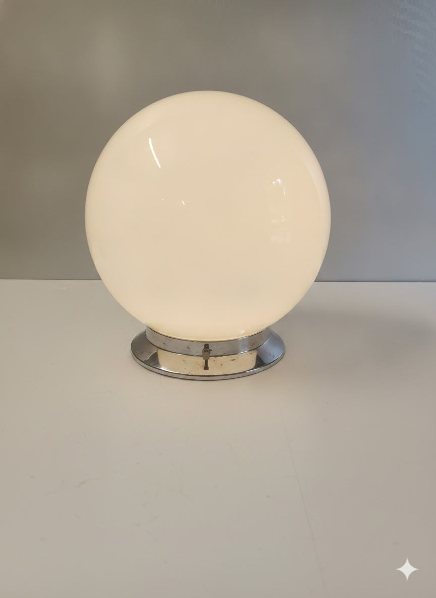Opaline globe ceiling light - Brasserie type - 1950