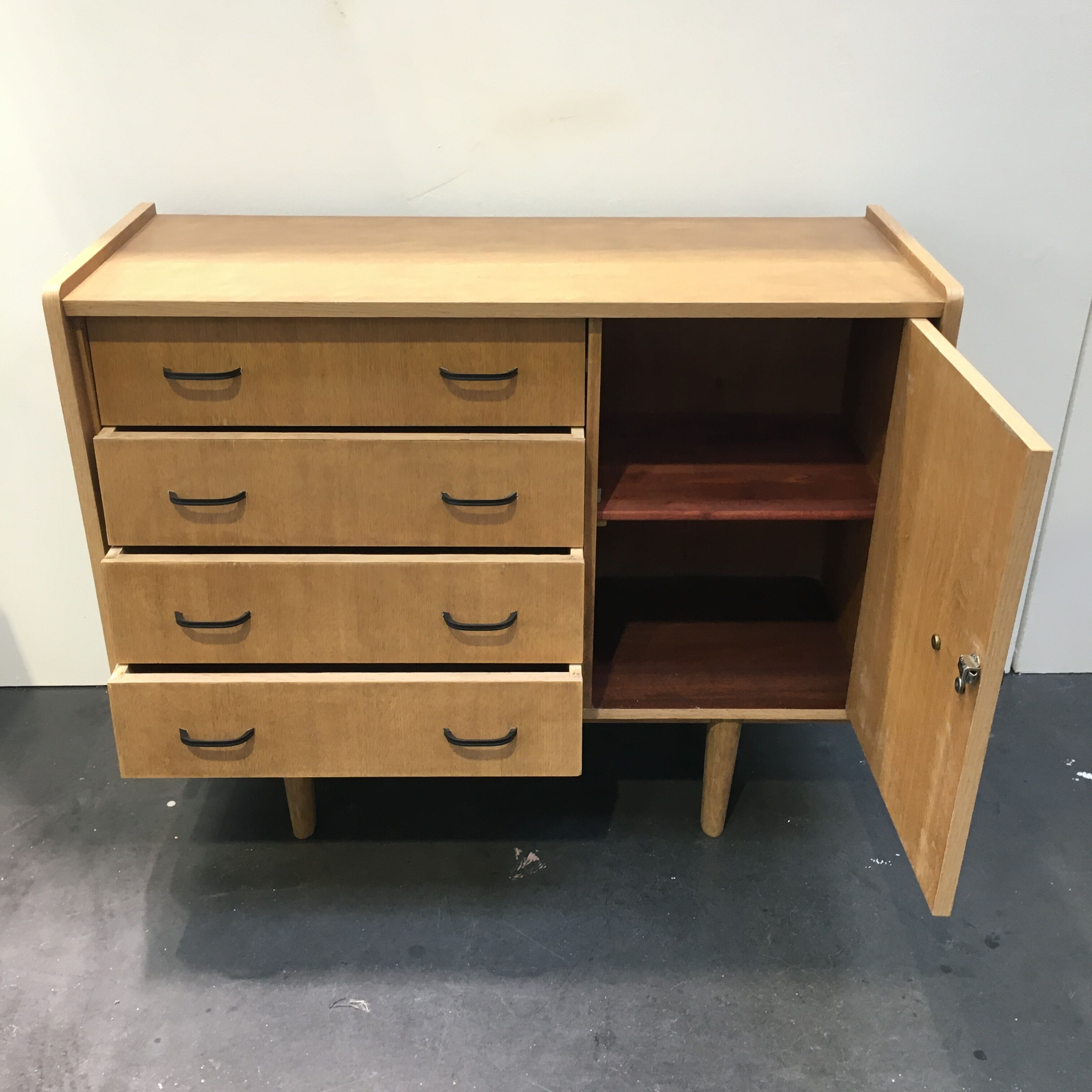 50s vintage oak chest of drawers