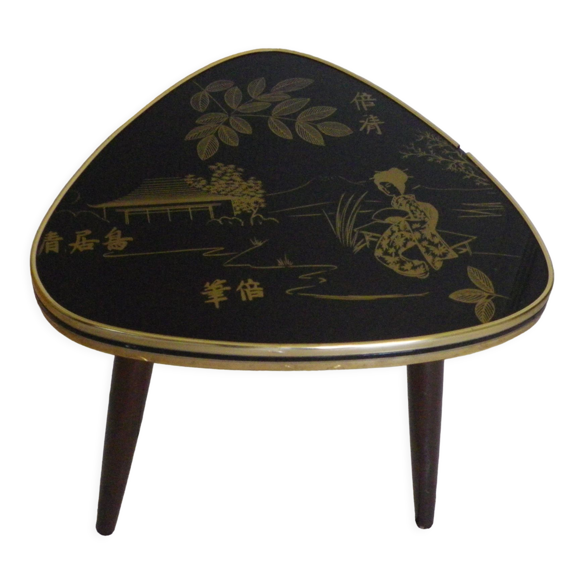 Side table, tripod, compass leg, pick shape, Japanese décor