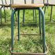 Set of 9 green / blue chains industrial stool years '50s including 8 low and a top