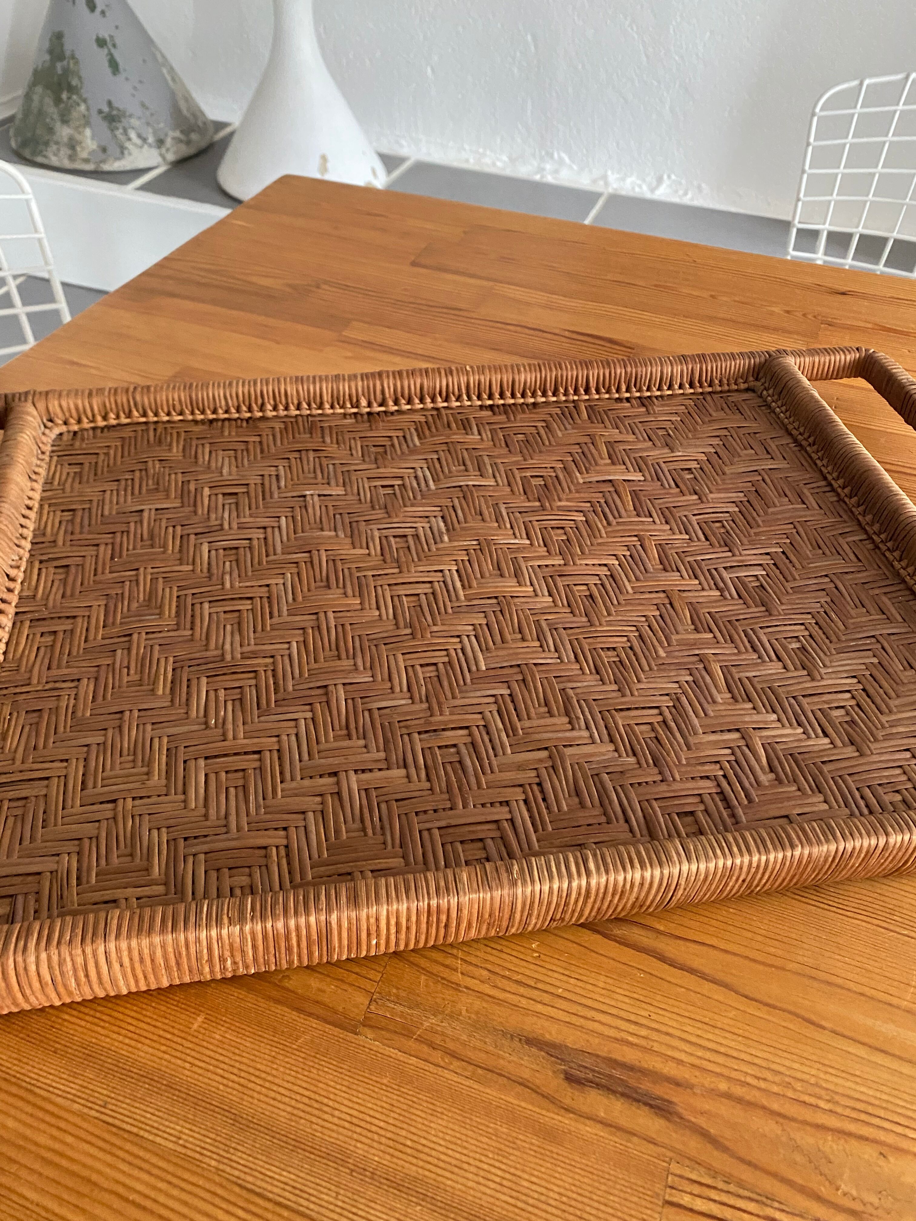 Plateau rotin vintage