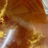 Guy Lefèvre coffee table for Maison JANSEN, imitation lacquer top, circa 1970.