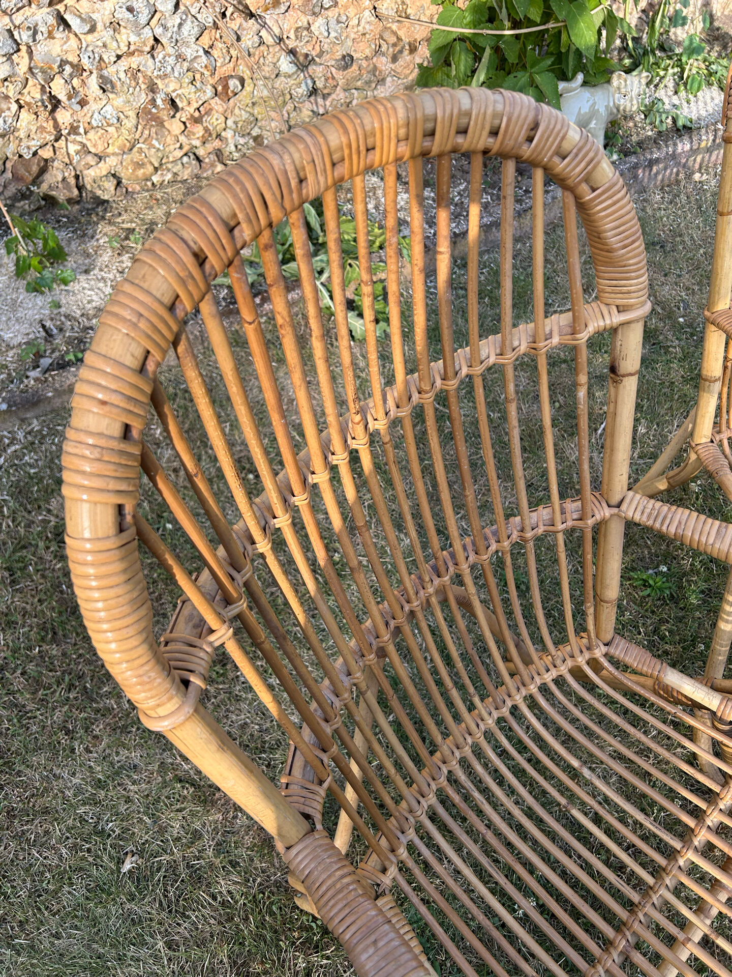 Pair of vintage rattan armchairs from the 1960s.