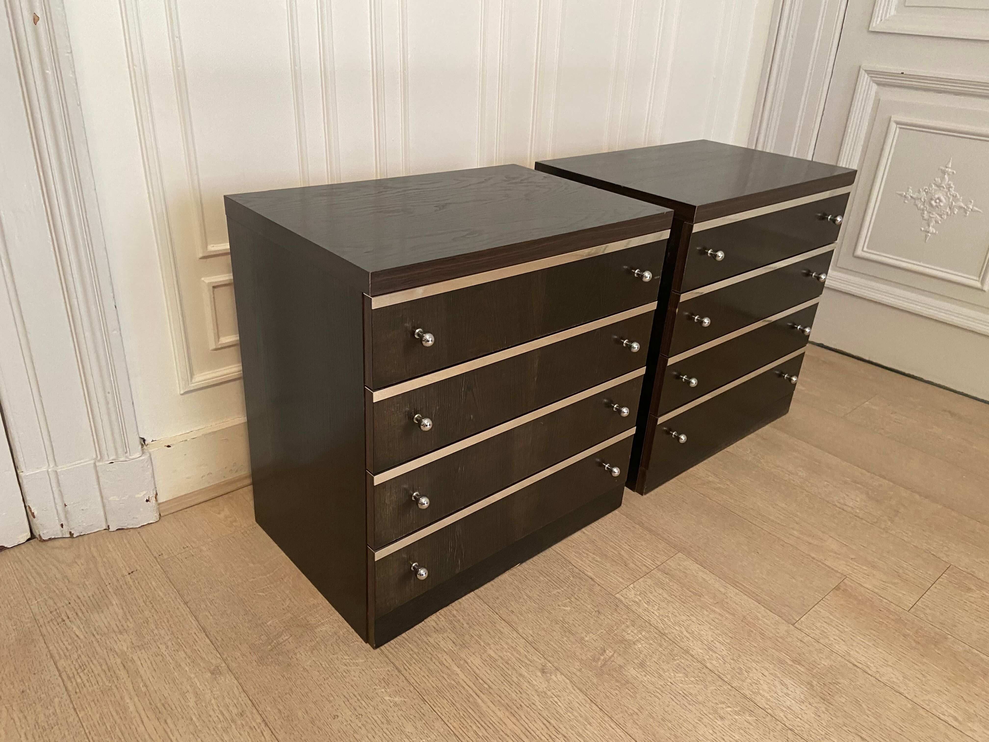 Wenge and silver bedside tables, Belgium, 1960